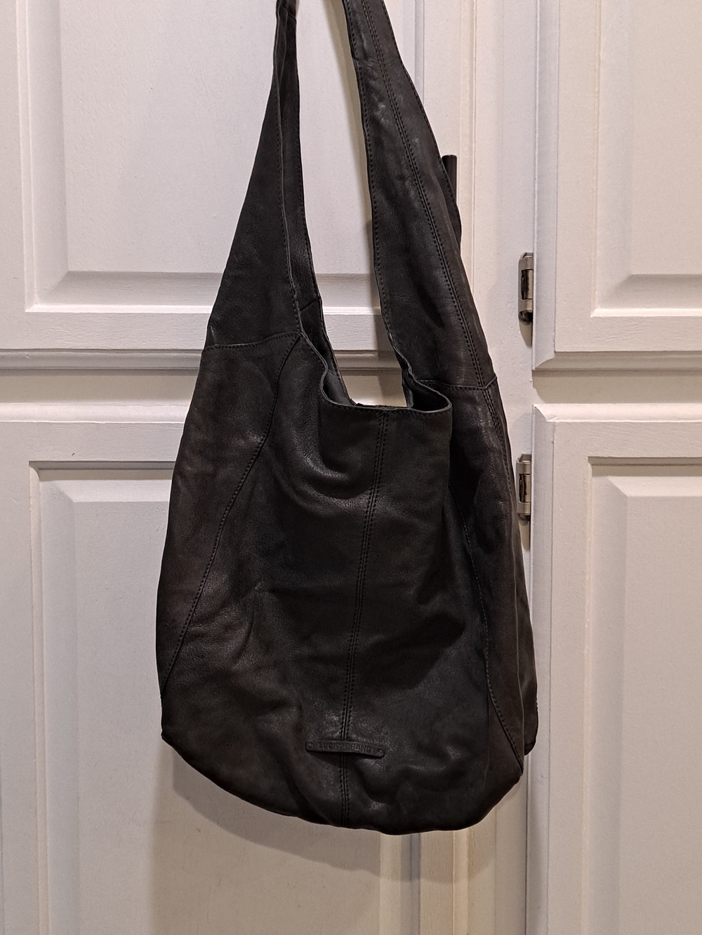 Lucky Brand Black Leather Slouchy Y2k Hobo Shoulder Bag Lightweight Roomy